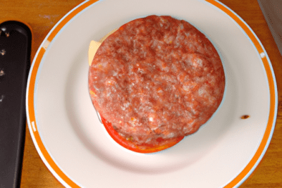 Plato con hamburguesa cruda que ilustra la importancia de evitar consumir carne caducada despues de 4 dias.