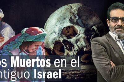 Composición con calavera, figuras bíblicas y un hombre moderno que sugiere la importancia de israel para dios un vinculo indisoluble