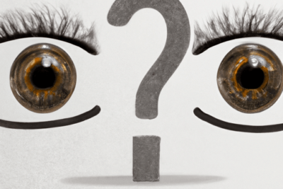 Rostro minimalista con ojos y signo de interrogación que simboliza la pregunta la referencia esta caducada lo que necesitas saber.