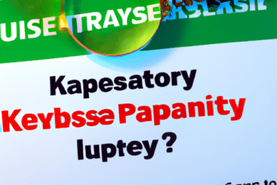 Lupa enfocando texto tipográfico en colores con signo de interrogación, licencia caducada kaspersky que hacer cuando la proteccion se agota