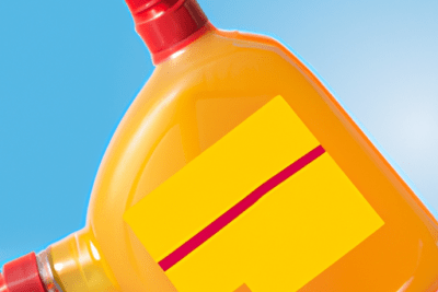 Envase plástico naranja con etiqueta amarilla y tapones rojos que plantea dudas sobre lubricante caducado es seguro usarlo cuales son los riesgos y las precauciones a tener en cuenta