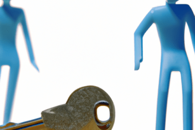 Llave metálica en primer plano entre figuras azules que evocan me ha caducado la clave permanente que hacer en esta situacion