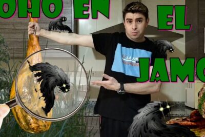Jamón curado con lupa mostrando moho jamon 1 y manchas negras