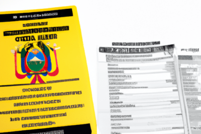 Licencia de conducir amarilla con escudo ecuatoriano y formularios al lado relacionados con multa por licencia caducada 2023 en ecuador conoce las consecuencias y como evitarlas
