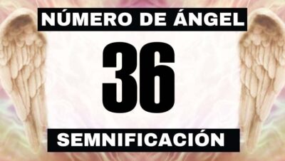 Fondo con alas y el numero 36 grande destacando su significación angelical.