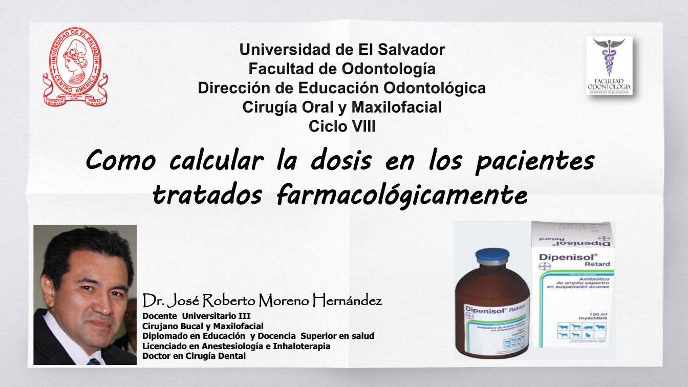 Diapositiva educativa sobre cálculo de dosis y elección de antibiótico mostrando frasco y caja de medicamento, penicilina intravenosa cual es la adecuada para mi tratamiento