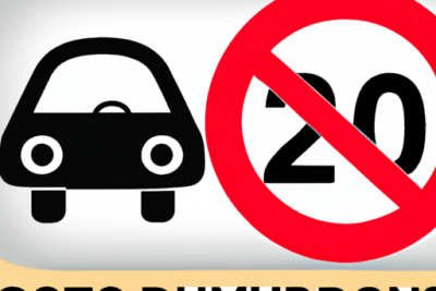 Icono de coche junto a una señal de prohibición sobre el número 20 que evoca permiso de conducir caducado nuevas normas 2022