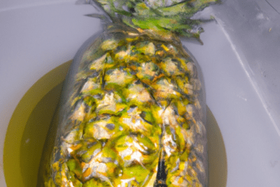 Pina en su jugo caducada es seguro consumirla o debemos desecharla; piña sumergida con manchas, decoloración y signos visibles de deterioro