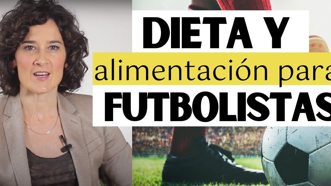 Imagen de una presentadora frente a un gráfico sobre dieta y un balón de fútbol que ilustra que comen los futbolistas antes de un partido descubre la importancia de la alimentacion en el deporte.