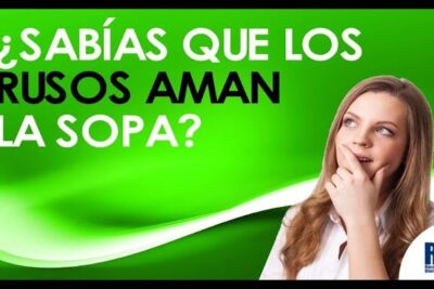 Mujer pensativa junto a texto en fondo verde que comen los rusos descubre la deliciosa gastronomia rusa y la pregunta sobre la sopa