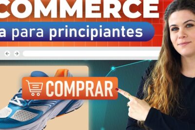 Mujer señalando un botón COMPRAR sobre la imagen de una zapatilla que ilustra que es el ecommerce y como funciona