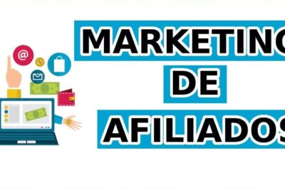 Ilustración que muestra que es el marketing de afiliacion con laptop, billetes, cartera e iconos de correo, compra y móvil.