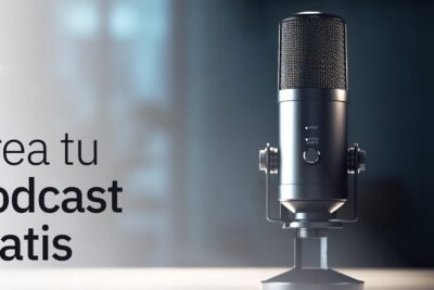 Micrófono de estudio sobre mesa listo para grabar, representando que es un podcast y como crearlo