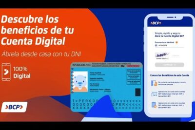 Imagen promocional que es una cuenta bancaria digital mostrando app móvil, DNI y el sello 100% Digital
