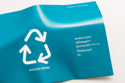 Tarjeta azul con símbolo de reciclaje sobre fondo claro que sugiere que hacer cuando te ha caducado la tarjeta sanitaria