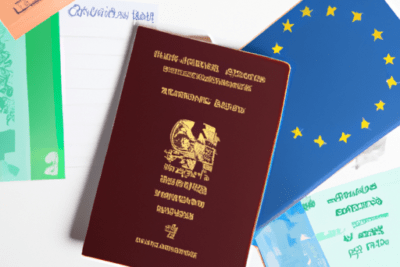 Pasaportes, tarjetas y documentos de viaje sobre una superficie clara que muestran que hacer si necesitas renovar tu pasaporte antes de que caduque