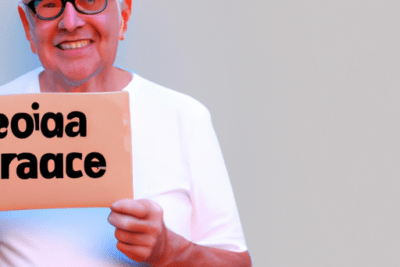 Persona mayor sonriente sosteniendo un cartel informativo sobre que hacer si tienes la itv caducada y has pedido cita