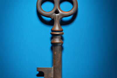 Llave metálica antigua sobre fondo azul que simboliza que hacer si tienes una clave permanente caducada.