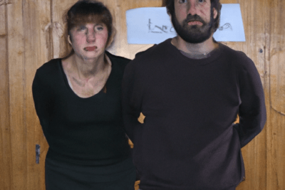 Dos adultos de pie frente a una pared de madera, evocando dudas sobre que hacer si tu permiso esta caducado