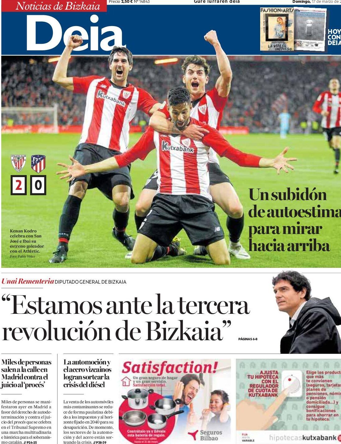 Portada de periódico con jugadores del Athletic celebrando un gol 2-0, que ocurre al unir los dos polos de una bateria descubre que pasa al juntar los polos de una bateria kw