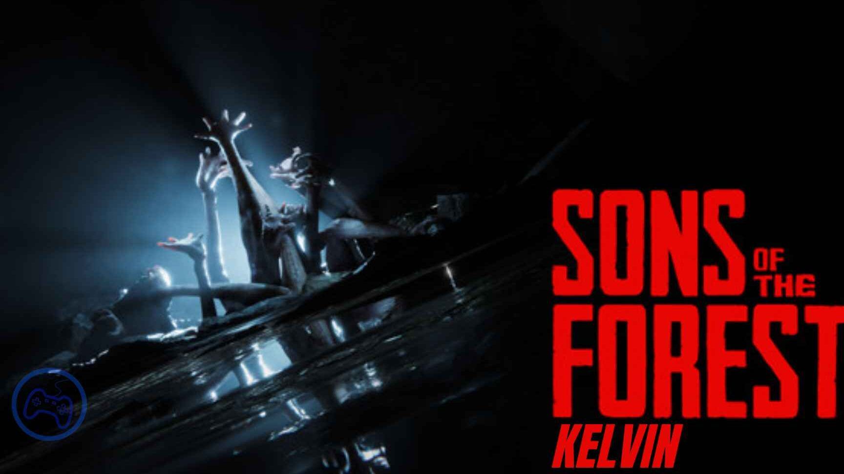 Portada oscura de Sons of the Forest con manos y criaturas emergiendo y tipografía roja que ocurre si kelvin muere en sons of the forest descubre que hacer