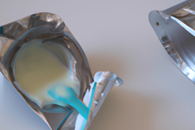 Envase abierto con suero amarillento y textura líquida que pasa cuando un yogur esta caducado