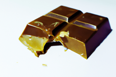 Trozos de chocolate con relleno sobre fondo blanco que pasa si como chocolate caducado