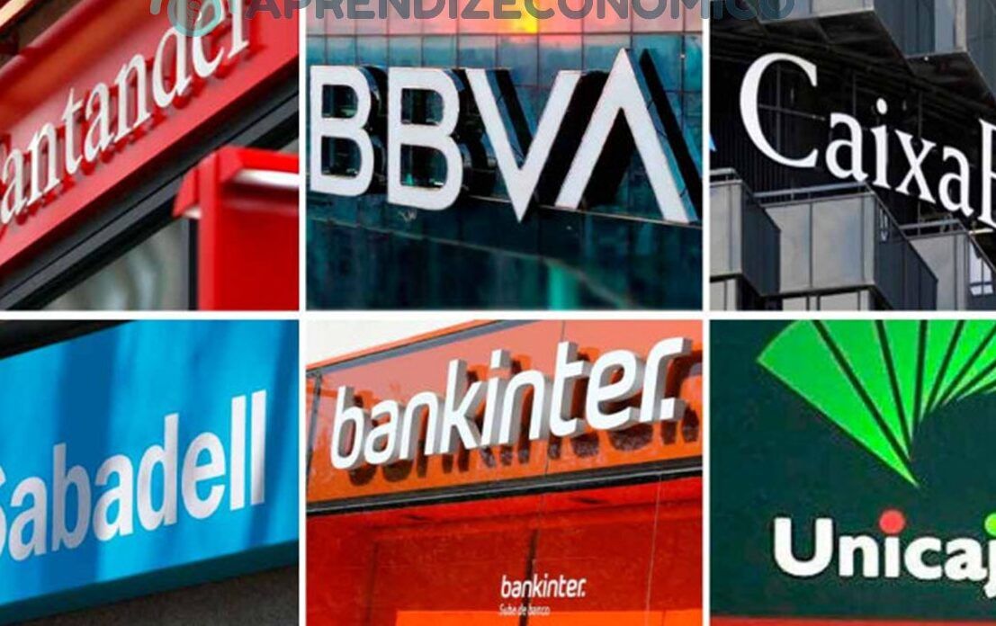 Collage de logotipos de bancos españoles que pasa si estoy en asnef rapido como afecta mi historial crediticio.