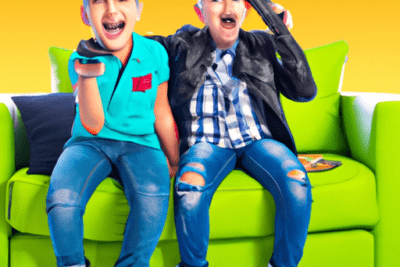 Dos niños sentados en un sofá verde mirando la televisión, que pasa si la itv caduca en domingo aclaramos tus dudas