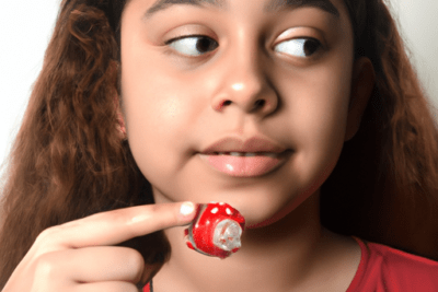 Persona joven examinando un tubo de pasta de dientes rojo con la tapa abierta, que pasa si la pasta de dientes esta caducada