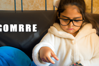 Niña con gafas y sudadera blanca en el sofá sosteniendo un mando, evocando la pregunta que pasa si me caduca la itv