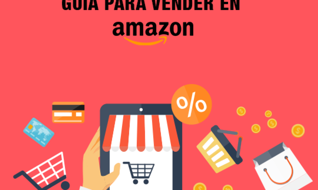 Imagen promocional de e‑commerce con tablet, carrito, tarjeta y bolsas, guía para vender en Amazon que productos importa mexico de la union europea descubre la lista completa