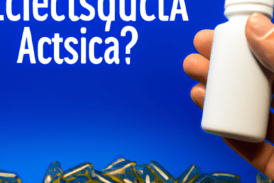 Mano sosteniendo un frasco blanco y cápsulas sobre fondo azul que pregunta que sucede si consumes acetilcisteina 600 caducada.