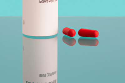 Frasco blanco y cápsulas rojas sobre superficie reflectante que sucede si consumes un antibiotico caducado lo que debes saber