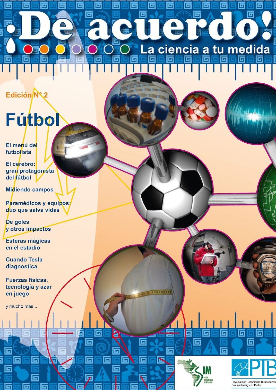 Portada de revista científica con balón molecular, frascos de laboratorio, pastillas y cinta métrica, que sucede si kelvin muere en sons of the forest zombies