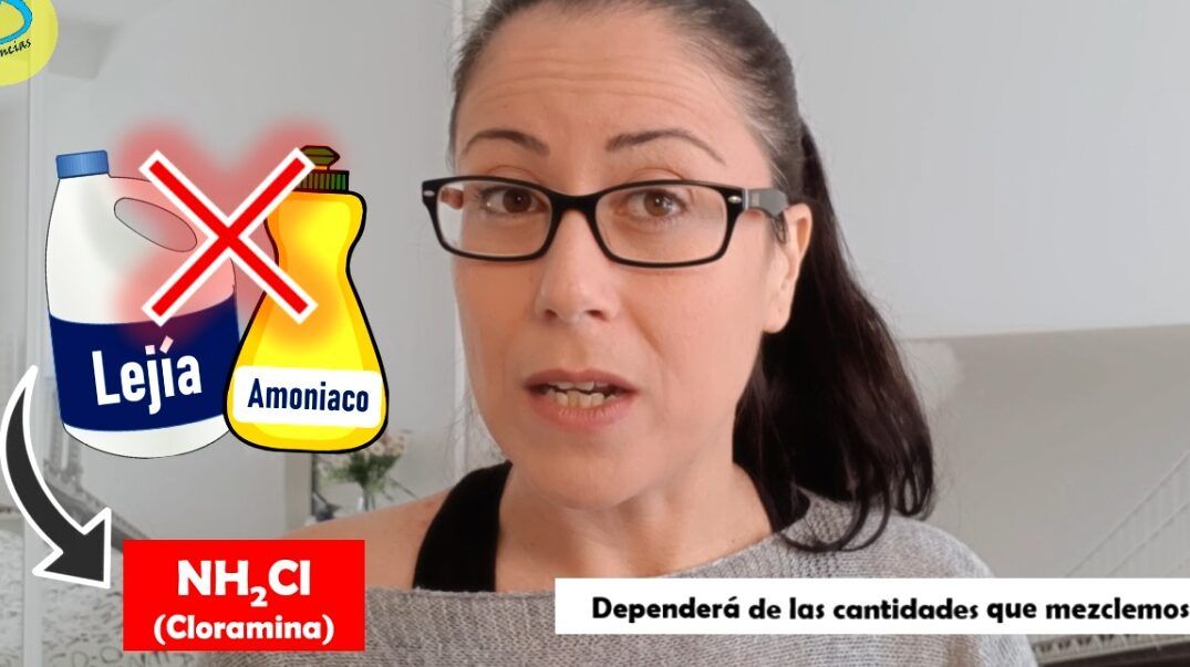 Mujer mostrando advertencia gráfica sobre que sucede si mezclas lejia y amoniaco con tu kombucha y la formación de NH2Cl (cloramina)