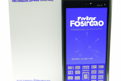 Teléfono inteligente frontal sobre su caja blanca con pantalla azul y posibles marcas en el vidrio, recuperar fonestar 584 caducado una guia completa para recuperar la funcionalidad de tu dispositivo
