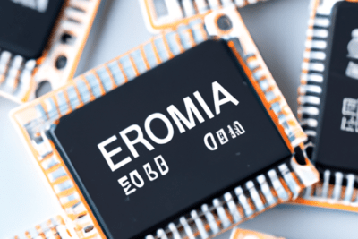 Microchips con contactos dorados de módulos electrónicos que representan procesos de seguridad y renovar firma electronica caducada una guia completa