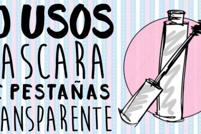 Dibujo de un tubo y aplicador de máscara de pestañas con rimel puesto sobre un fondo de rayas pastel
