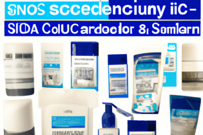 Collage de envases, tubos y dispensadores en tonos azul y blanco que acompaña información sobre sancion itv caducada que debes saber