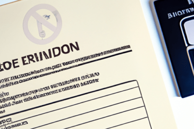 Formulario de renovación y tarjeta junto a un icono de prohibición, se puede renovar el carnet de conducir si esta caducado