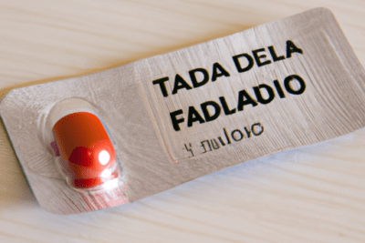 Blíster con cápsula roja sobre fondo claro y texto visible relacionado con tadalafilo 20 mg caducado es seguro utilizarlo