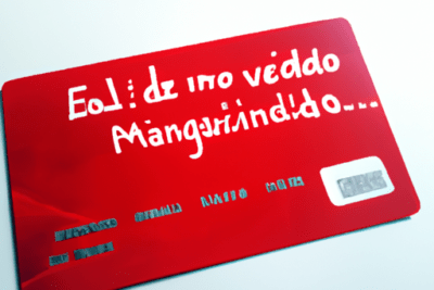 Tarjeta de minusvalido caducada que debes hacer representada como un carné rojo con texto blanco difuminado y un sello holográfico