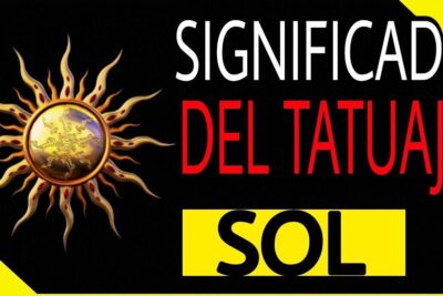 Tatuaje sol 1 con un sol dorado estilizado sobre fondo negro junto a texto que habla del significado