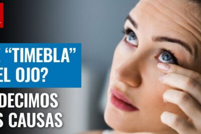 Mujer en primer plano tocándose el párpado por temblor ojo