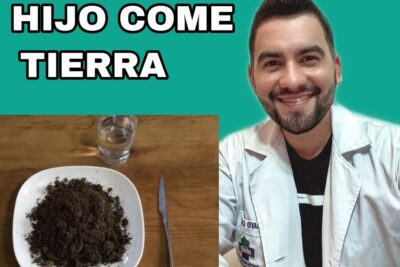 Plato con tierra y utensilios junto a un vaso y una persona con bata médica, ilustrando todo lo que debes saber sobre las personas que comen tierra