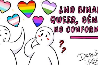 Ilustración con personajes y corazones de banderas LGTBI que invita a todo lo que necesitas saber sobre el significado de intersexual.