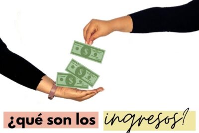 Manos intercambiando billetes y texto "¿qué son los ingresos?" como ilustración de todo lo que necesitas saber sobre que significa bruto y neto