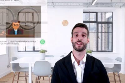 Presentador en oficina moderna junto a diapositiva legal sobre todo lo que necesitas saber sobre que significa idem