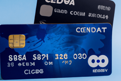 Dos tarjetas de crédito con chip y diseño azul y negro, representando cuando tu tarjeta de credito ha caducado como solucionarlo para comprar una ps4
